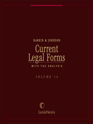 cover image of Current Legal Forms with Tax Analysis, Volume 14